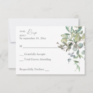 Rustic Eucalyptus Greenery Duo no Meal RSVP Card