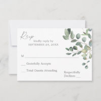Rustic Eucalyptus Greenery Duo no Meal RSVP Card 3