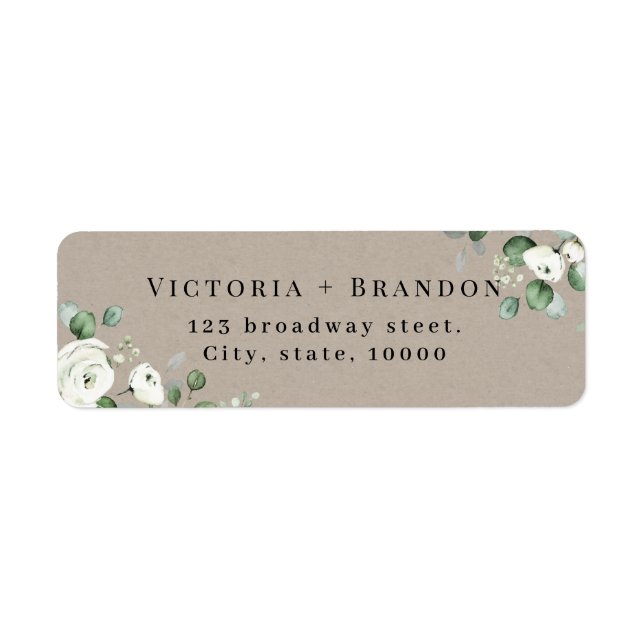 Rustic eucalyptus greenery floral return address (Front)