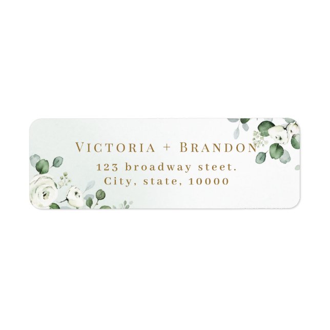 Rustic eucalyptus greenery floral return address (Front)