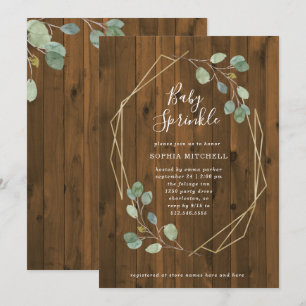 Rustic Eucalyptus Greenery Geometric Baby Sprinkle Invitation