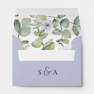 Rustic Eucalyptus Greenery & Purple Flower Wedding Envelope