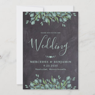Rustic Eucalyptus Greenery QR Code Wedding Invitation