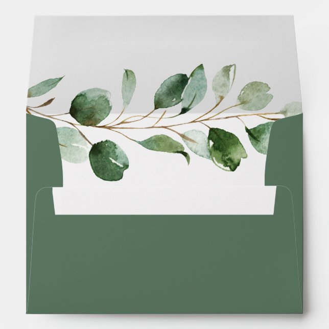 Rustic Eucalyptus Greenery Return Address 5x7 Envelope (Back (Bottom))
