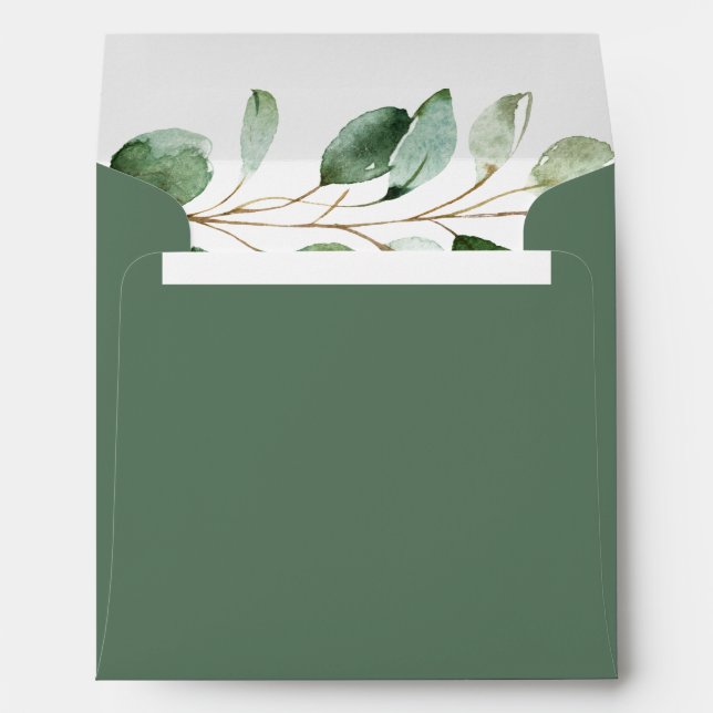 Rustic Eucalyptus Greenery Return Address Square Envelope (Back (Bottom))
