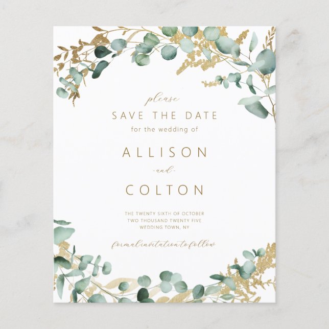 Rustic eucalyptus greenery sage green boho budget (Front)