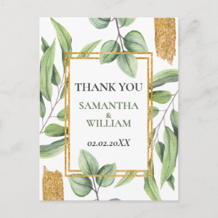 Rustic Eucalyptus Greenery Succulent Wedding Postcard