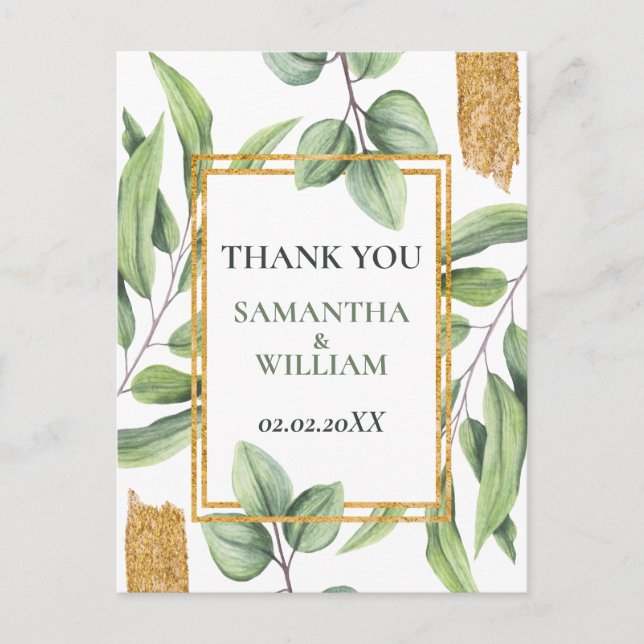 Rustic Eucalyptus Greenery Succulent Wedding Postcard (Front)
