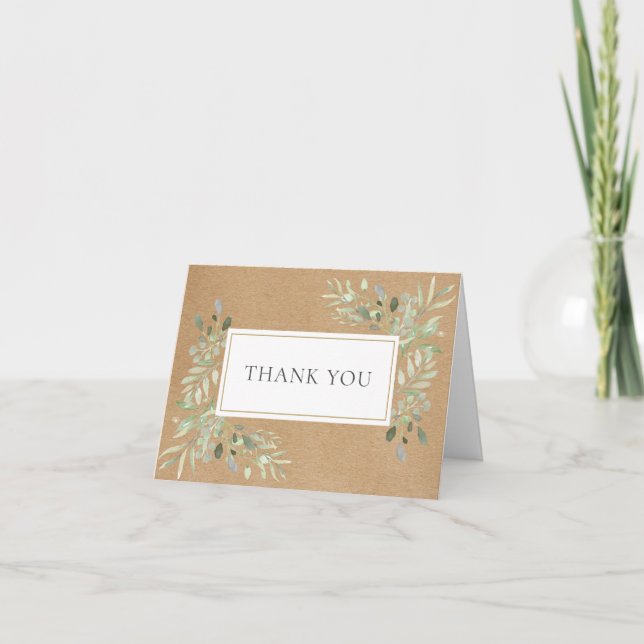 Rustic Eucalyptus Greenery Thank You Card (Front)