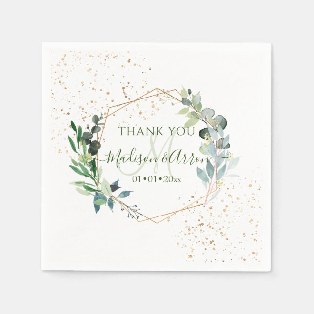 Rustic Eucalyptus Greenery Thank You DIY Backgroun Napkin (Front)