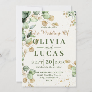 Rustic eucalyptus greenery wedding invitation