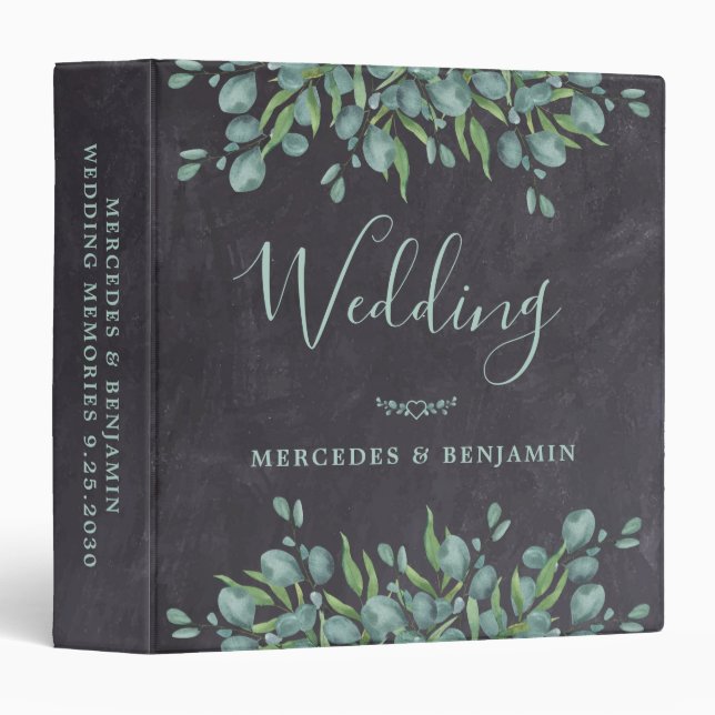 Rustic Eucalyptus Greenery Wedding Photo Album Binder (Front/Spine)