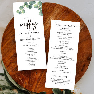 Rustic Eucalyptus Greenery Wedding Program