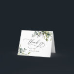 Rustic Eucalyptus Greenery Wedding Thank You Card<br><div class="desc">Designed to coordinate with our Boho Greenery wedding collection,  this customizable Thank You card features mixed watercolor greenery leaves paired with a classy serif font in black,  with a monogram on the back. Add custom text as well as an optional inside message. Matching items available.</div>