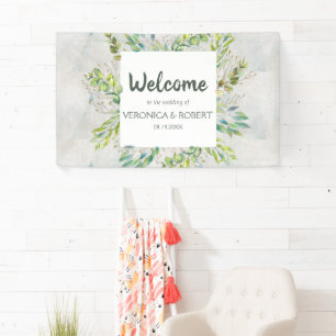 Rustic Eucalyptus Greenery Wedding Welcome Banner