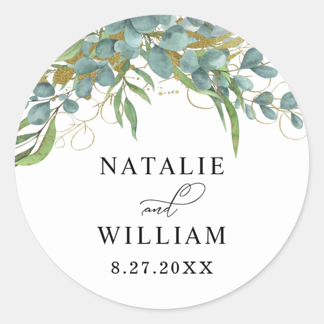 Rustic Eucalyptus Laurel Wedding Envelope Sticker (Front)