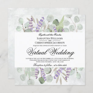 Rustic Eucalyptus & Lavender Virtual Wedding Invitation