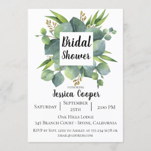 Rustic Eucalyptus Leaf Bridal Shower Invitation