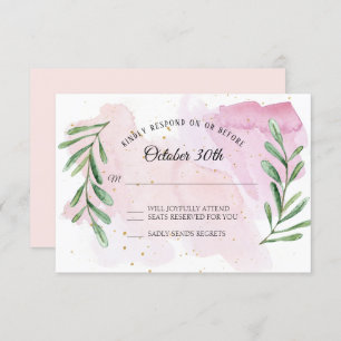 Rustic Eucalyptus Leaf Gold Modern Watercolor RSVP Invitation