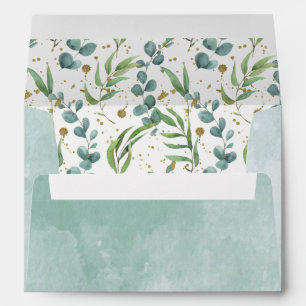 Rustic Eucalyptus Leaf Pattern Sage Green Wedding Envelope
