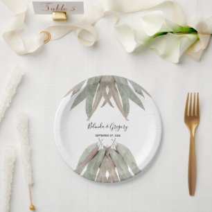 Rustic Eucalyptus Leaf Wedding   Paper Plate