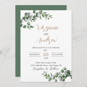 Rustic Eucalyptus Leaves Greenery Wedding Invitation