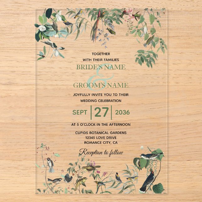 Rustic Eucalyptus Leaves Vintage Greenery Wedding Acrylic Invitations (Front)