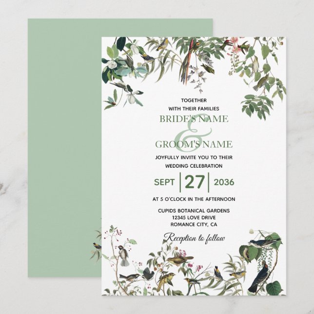 Rustic Eucalyptus Leaves Vintage Greenery Wedding Invitation (Front/Back)