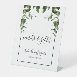 Rustic  Eucalyptus Leaves Wedding Cards & Gifts Pedestal Sign