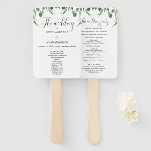 Rustic Eucalyptus Leaves wedding ceremony program Hand Fan