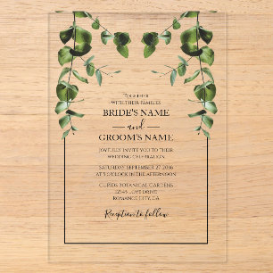 Rustic  Eucalyptus Leaves Wedding Invitations