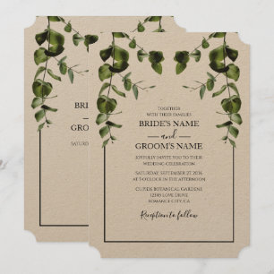 Rustic  Eucalyptus Leaves Wedding Invitations