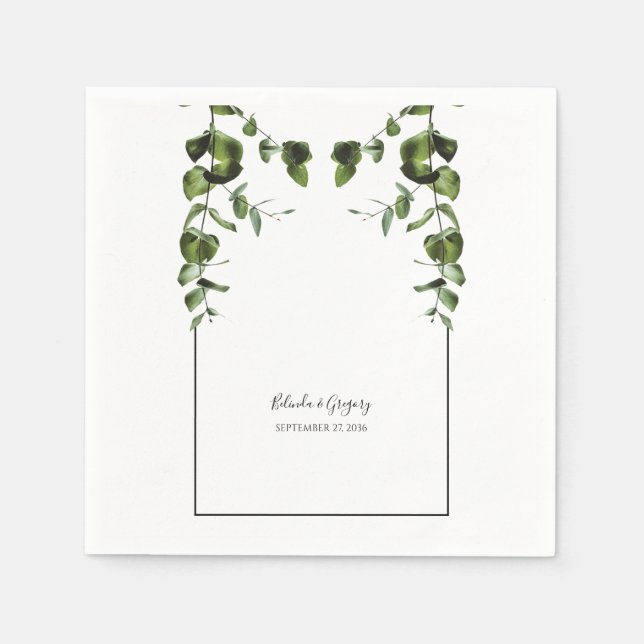 Rustic  Eucalyptus Leaves Wedding   Napkin (Front)