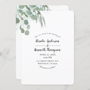 Rustic Eucalyptus Minimal Chic Greenery Wedding Invitation