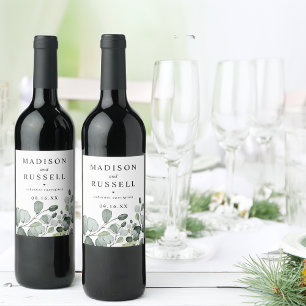 Rustic Eucalyptus Personalized Wine Label