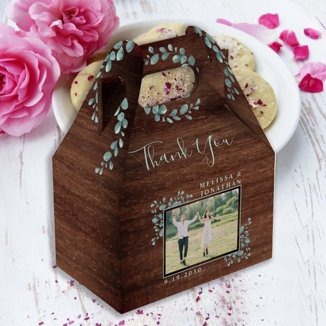 Rustic Eucalyptus Photo Botanical Foliage Wedding Favor Box (Creator Uploaded)