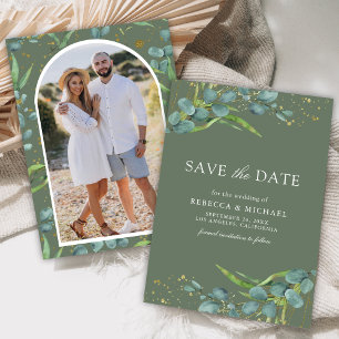 Rustic Eucalyptus Photo Sage Green Wedding Save The Date
