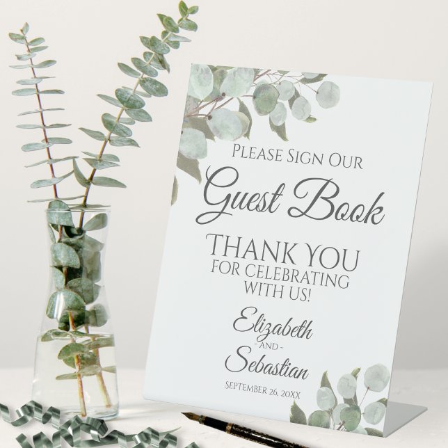 Rustic Eucalyptus Please Sign Our Guest Book (In Situ with Plant)