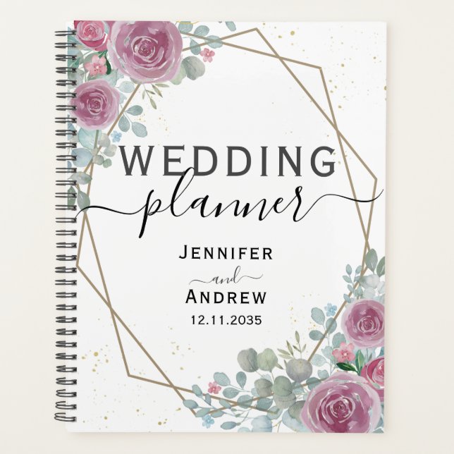 Rustic Eucalyptus & Rose Floral Wedding Planner (Front)