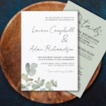 Rustic Eucalyptus Sage Green All In One Wedding  Invitation<br><div class="desc">Simple and elegant is this sage green eucalyptus wedding invitation template. This design is an original from our studio and includes all-in-one information on the back.v Customize the text to create something really unique.</div>