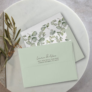 Rustic Eucalyptus Sage Green Return Addres Wedding Envelope