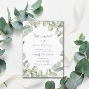 Rustic Eucalyptus Sage Green Wedding  Invitation