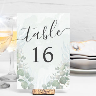 Rustic Eucalyptus Sage Green Wedding Table Number