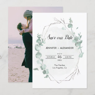 Rustic Eucalyptus Save The Date Card