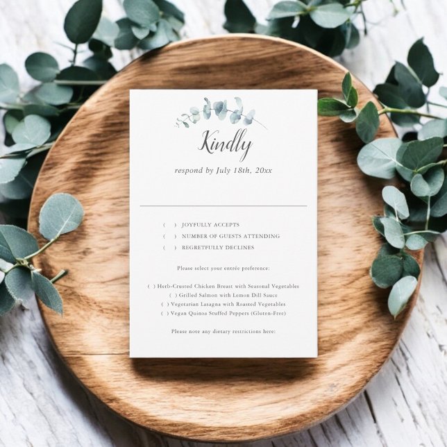 Rustic Eucalyptus Script Wedding RSVP Card (Creator Uploaded)