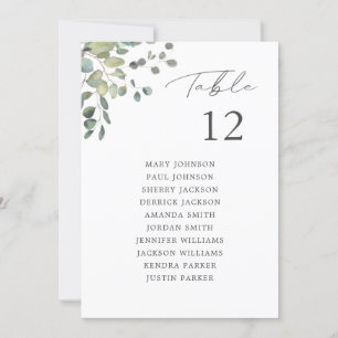Rustic Eucalyptus Table Number Seating Chart