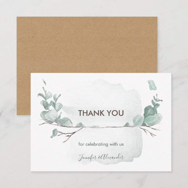 Rustic Eucalyptus Thank You Card (Front/Back)