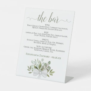 Rustic Eucalyptus The Bar Drinks Menu Wedding Pedestal Sign