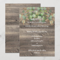 RUSTIC EUCALYPTUS TIMBER WEDDING INVITATION