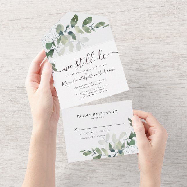 Rustic Eucalyptus Vow Renewal All In One Invitatio All In One Invitation (Tearaway)